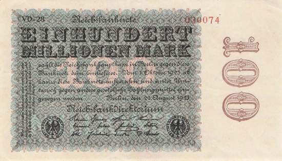 100 Millionen Mark 1923 ro.106l VD